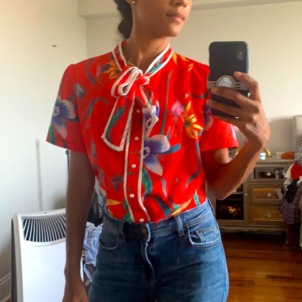 Floral button down blouse